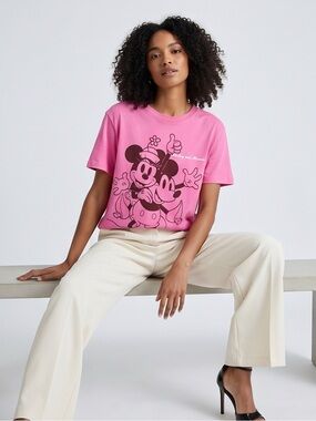 Disney Pink Mickey & Minnie Graphic Short Sleeve Tee tshirt size large X-Large